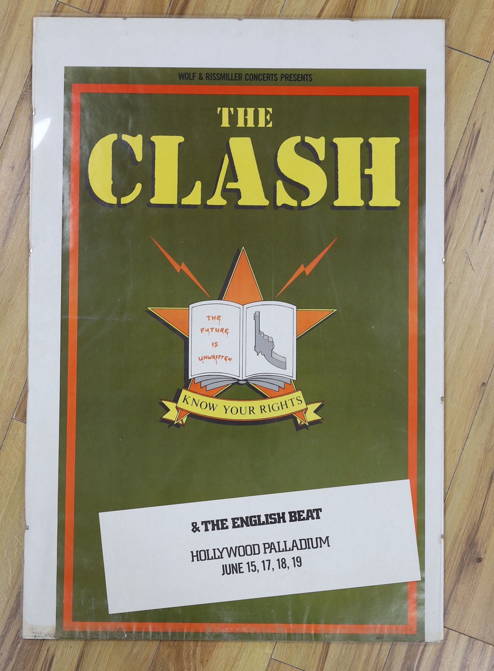 A poster for The Clash, June 15 17 18 19, Hollywood Palladium 1982, 92 x 61cm